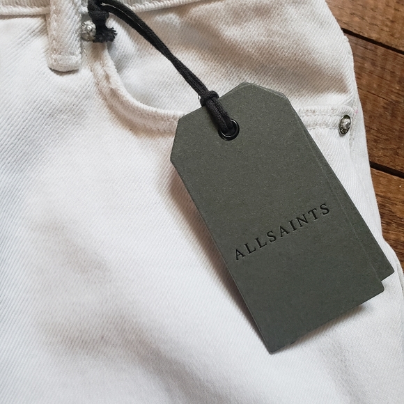 AllSaints Mini Skirt NWT 6 Betty White Denim Frayed Rip New All Saints NEW - Picture 5 of 5